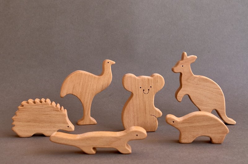 木製のオーストラリアの動物、木製の森の動物、赤ちゃんへの誕生日プレゼント