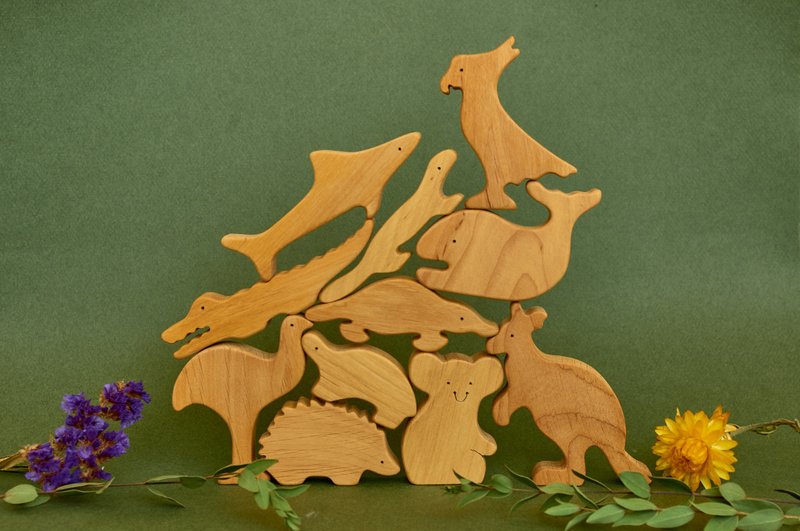 Wooden Australian animals, Wooden woodland animals, birthday gift for baby - 寶寶/兒童玩具/玩偶 - 木頭 