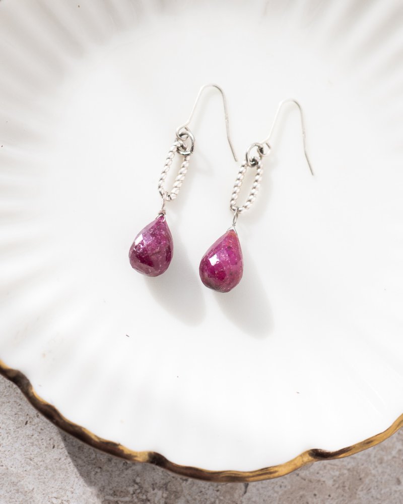 Ruby Teardrop Earrings, 925 Silver, Leo Gem, Capricorn stone, Scorpio sign Gift - Earrings & Clip-ons - Stone Red