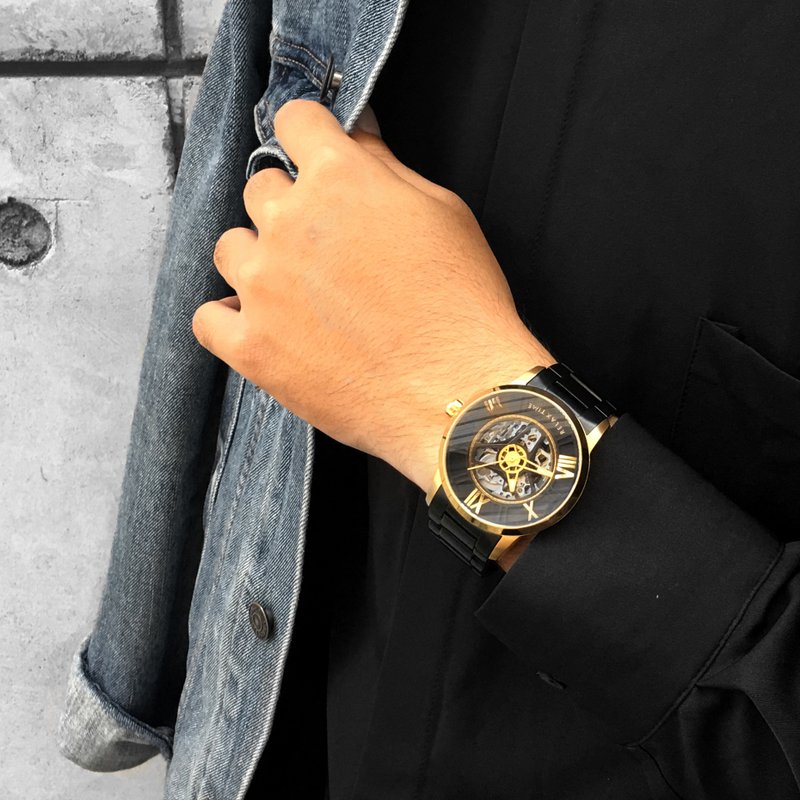 RELAX TIME texture handsome mechanical watch - gold (RT-61X-1) - นาฬิกาผู้ชาย - สแตนเลส สีทอง