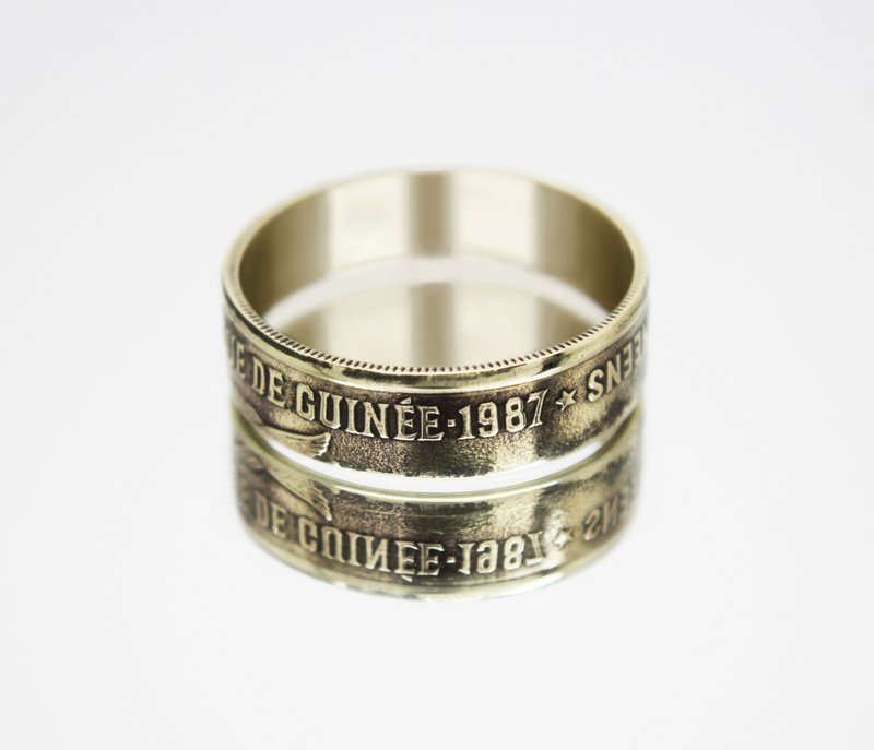 Guinea Coin Ring 25 francs 1987 coin rings for men coin rings for women - 戒指 - 其他金屬 