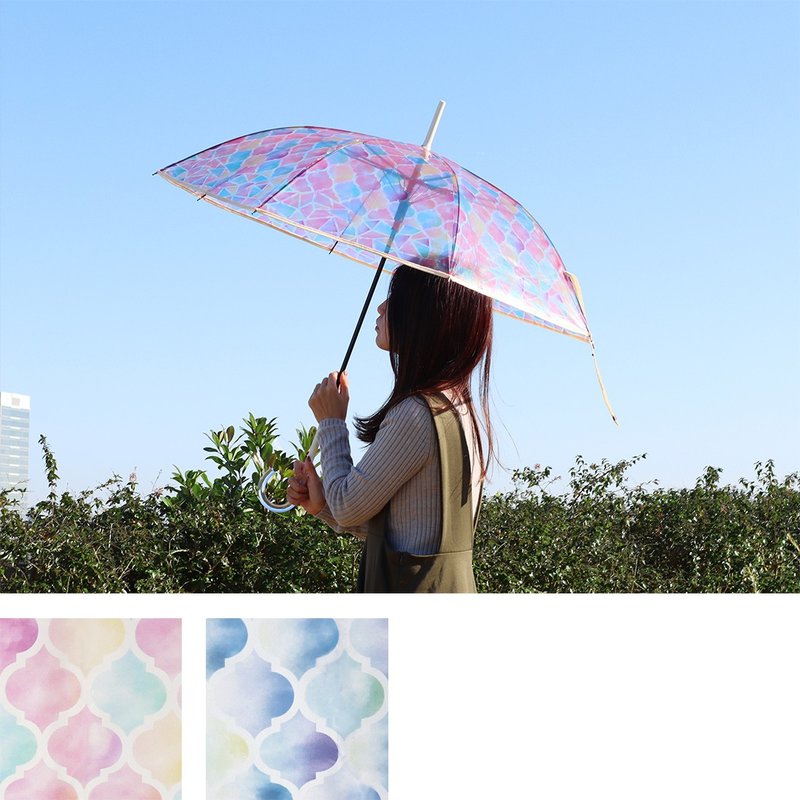 【預訂】彩繪玻璃風摩洛哥瓷磚透明雨傘 - 雨傘/雨衣 - 其他金屬 粉紅色