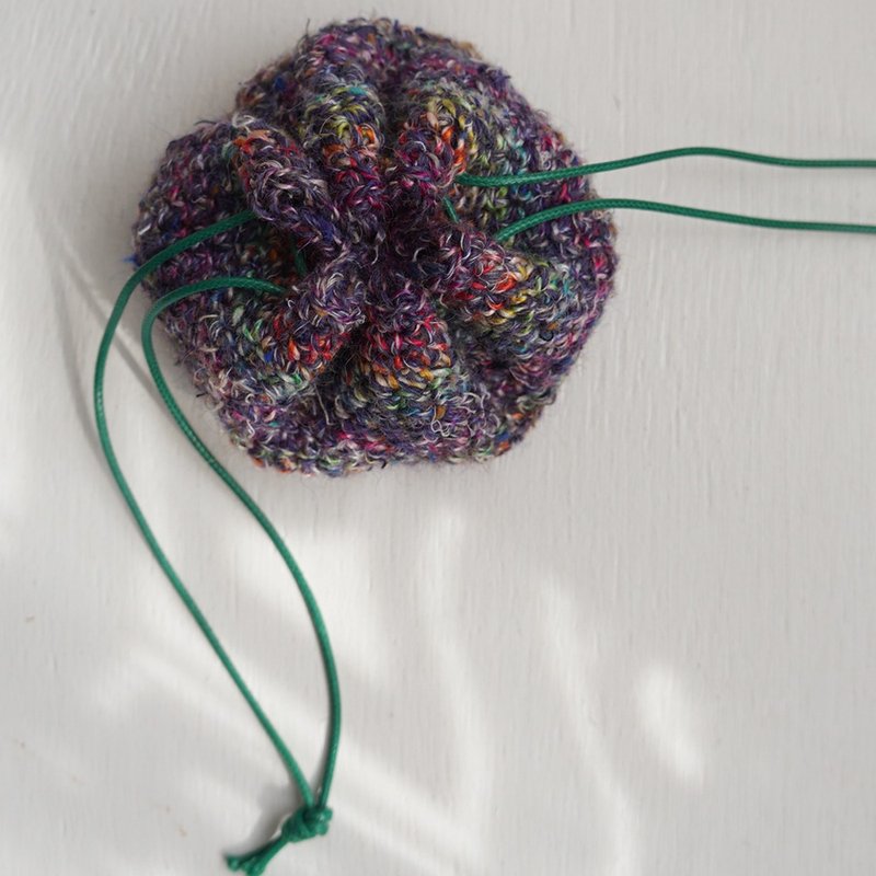 Ba-ba (m) Crochet Mini Drawstring bag No.KPO5_3 - 化妝包/收納袋 - 其他材質 藍色
