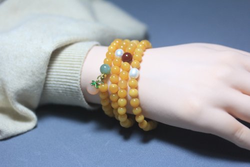 翠玉兒原創珠寶 【水蜜桃手鏈】天然黃龍玉6mm 圓珠 甜蜜蜜手串送禮女款