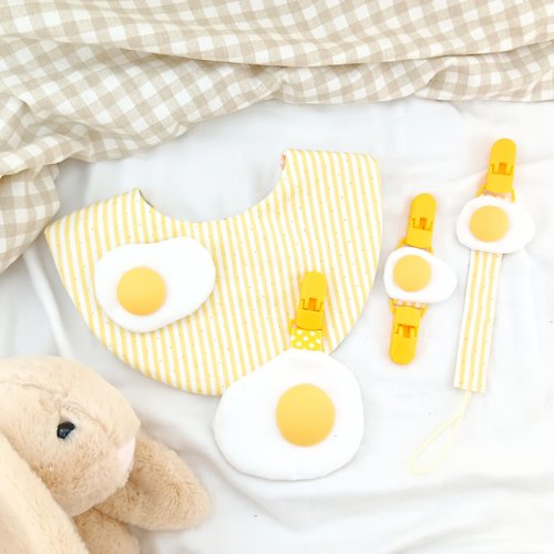 QQ rabbit 手工嬰幼兒精品 彌月禮盒 可繡名字。任性的荷包蛋。立體蛋黃手工訂製3件彌月組