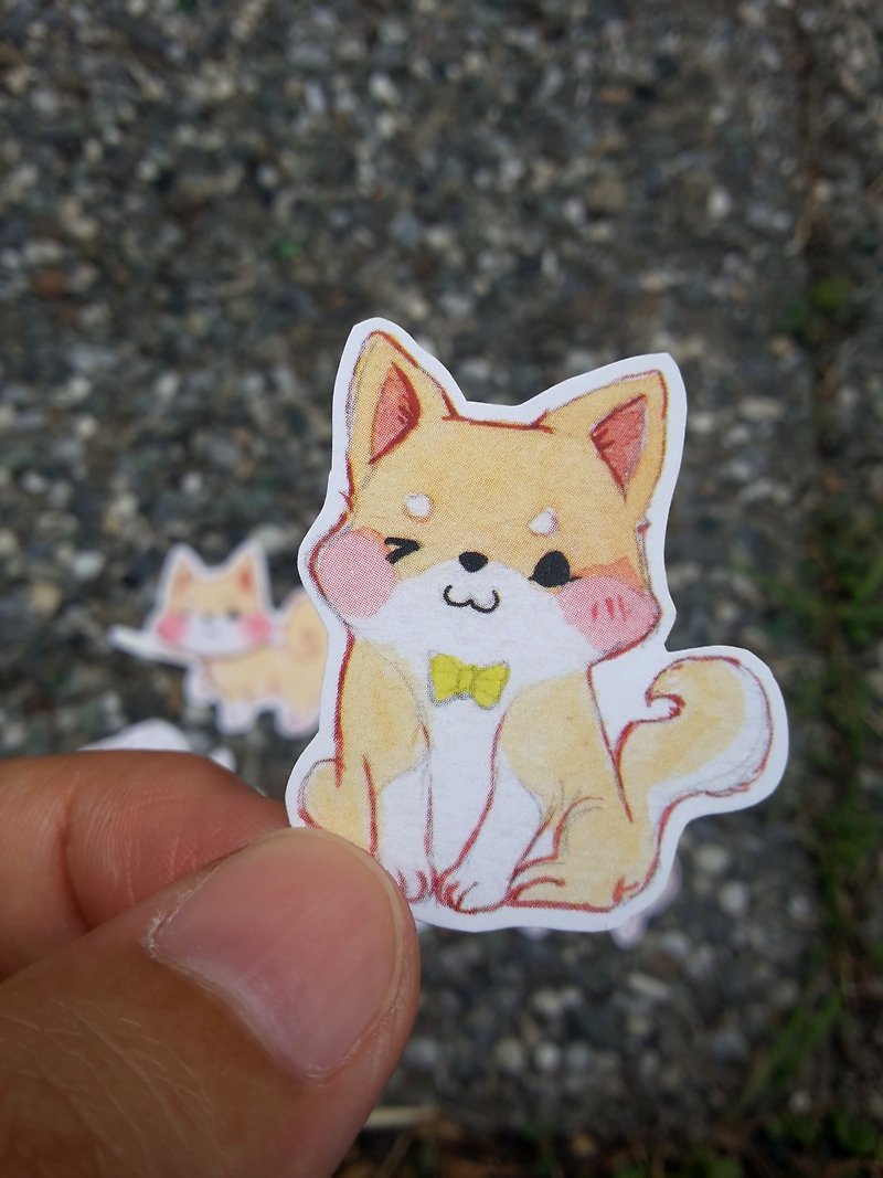Ah Chai stickers Shiba Inu Yamazaki (vi into a group) - สติกเกอร์ - กระดาษ สีทอง