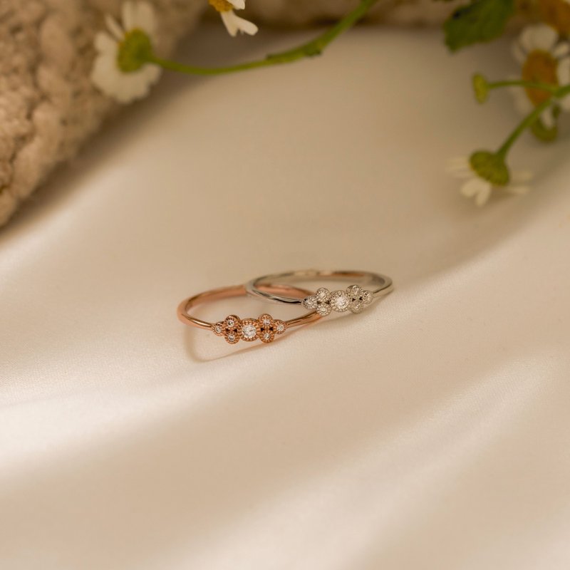 雛光 純銀戒指 花朵設計 輕珠寶款戒指 - 戒指 - 純銀 