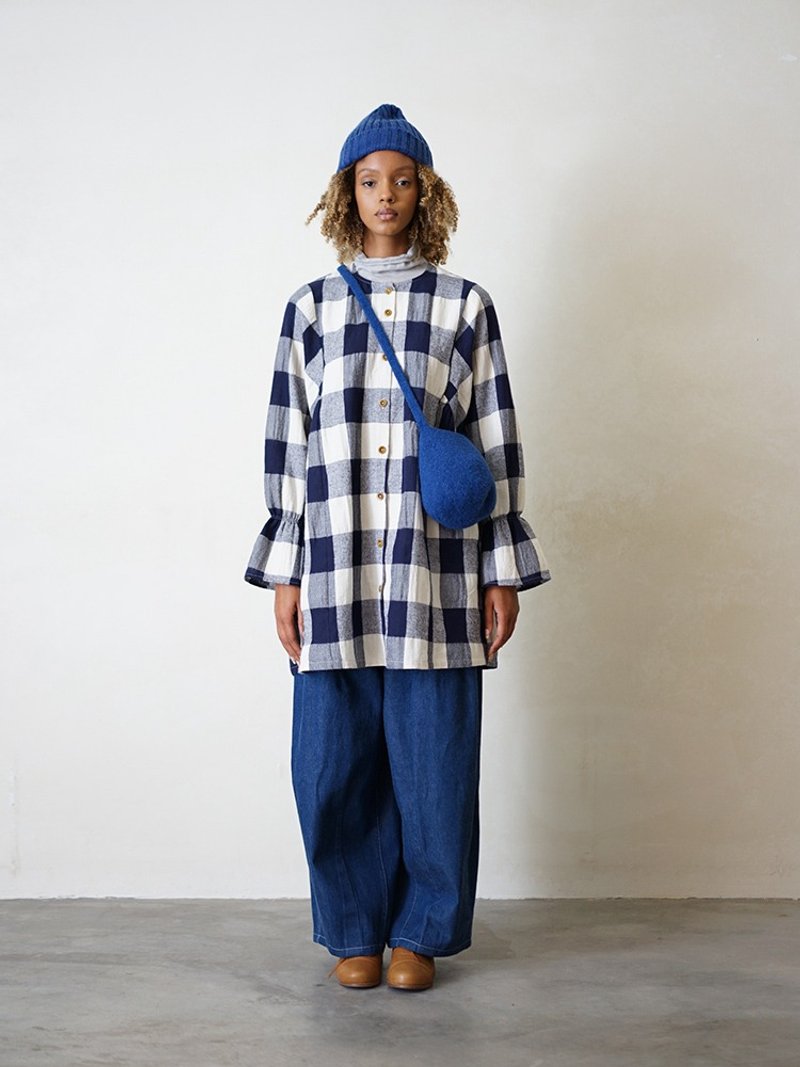 Checked Wool Smock - เสื้อเชิ้ตผู้หญิง - ขนแกะ หลากหลายสี