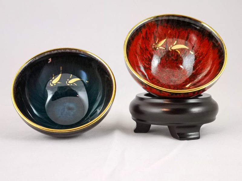 【大立窯】鎏金 玲瓏戲金 天目典藏對杯 ( 9 x 5 公分款-2入/盒) - 茶壺/茶杯/茶具 - 瓷 