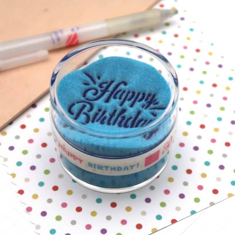 [Birthday Gift] Blue Happy Birthday/Gift Double-Sided Hourglass - ของวางตกแต่ง - อะคริลิค สึชมพู