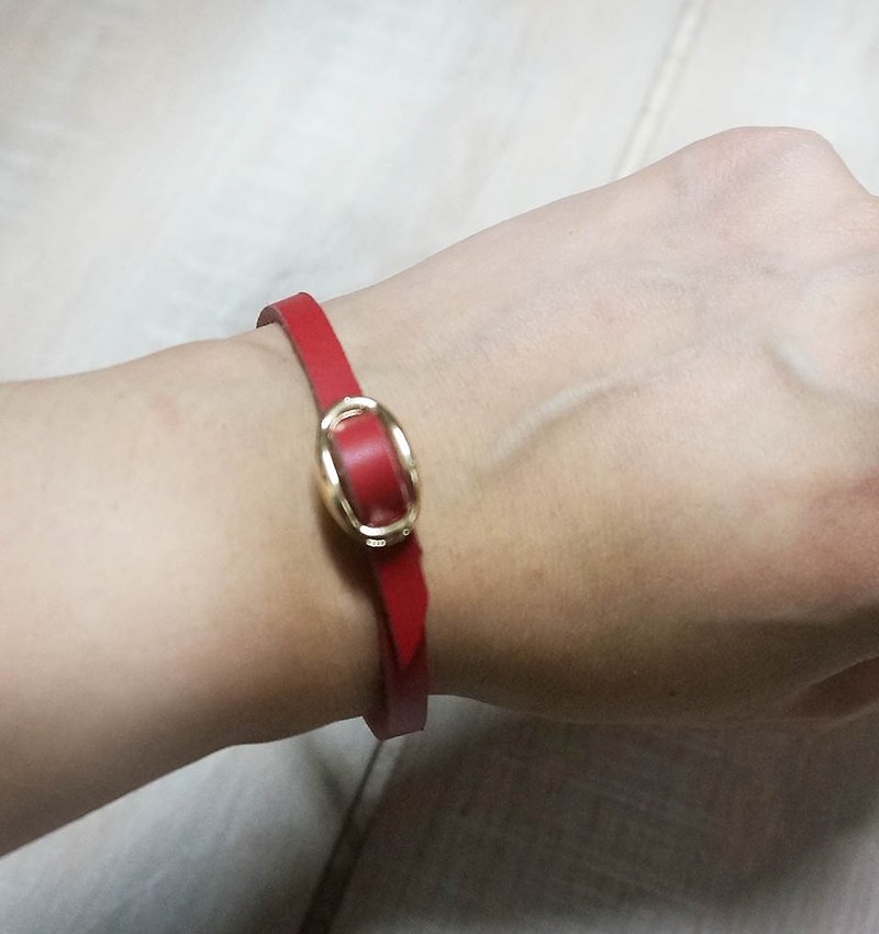Sienna fine leather bracelet lap - Bracelets - Genuine Leather Red