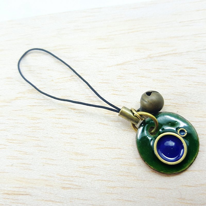P7-Christmas 珐琅 (grass green + dark blue) - can be typed charm - brass charm - with a key ring buckle - Keychains - Other Metals Multicolor