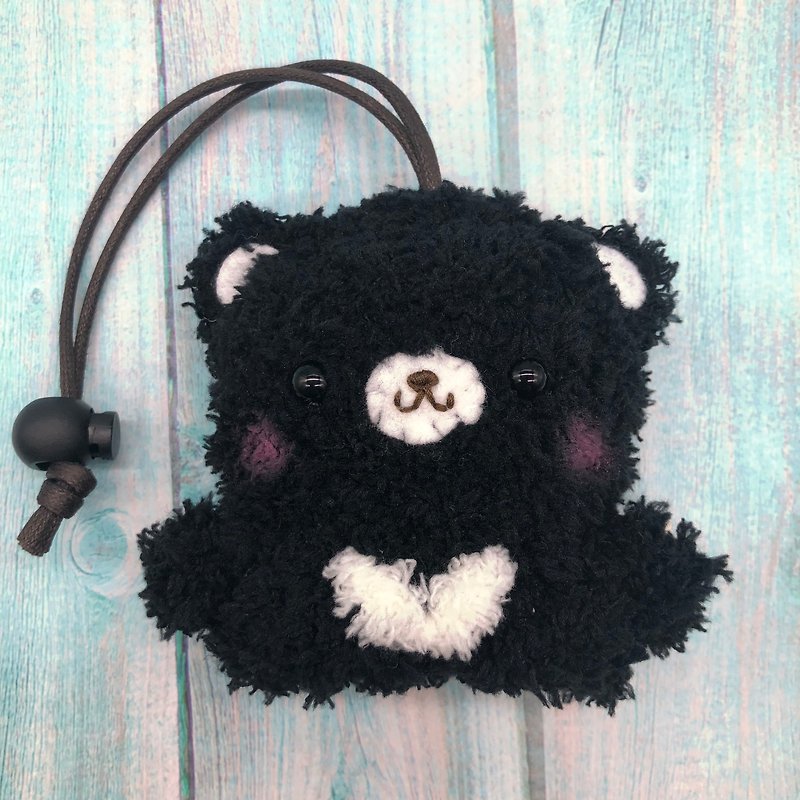 Four sizes of black bear knitting wool key case key storage key case - ที่ห้อยกุญแจ - วัสดุอื่นๆ สีดำ