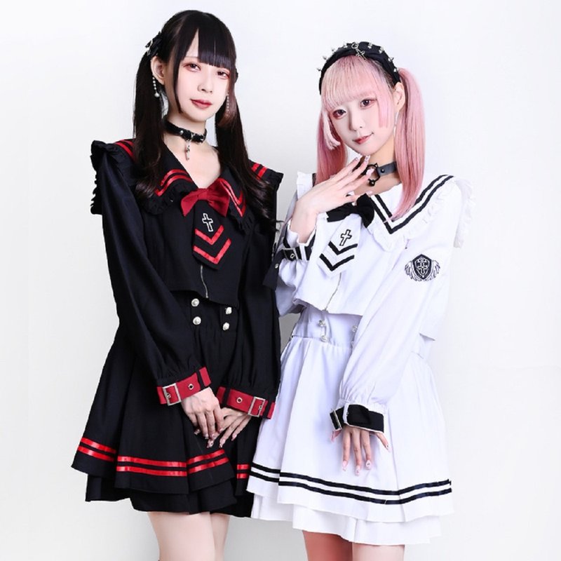 原創大天使學園翅膀校徽臂章領帶長袖水手服洋裝JK學院風【JJ2546 - 洋裝/連身裙 - 棉．麻 
