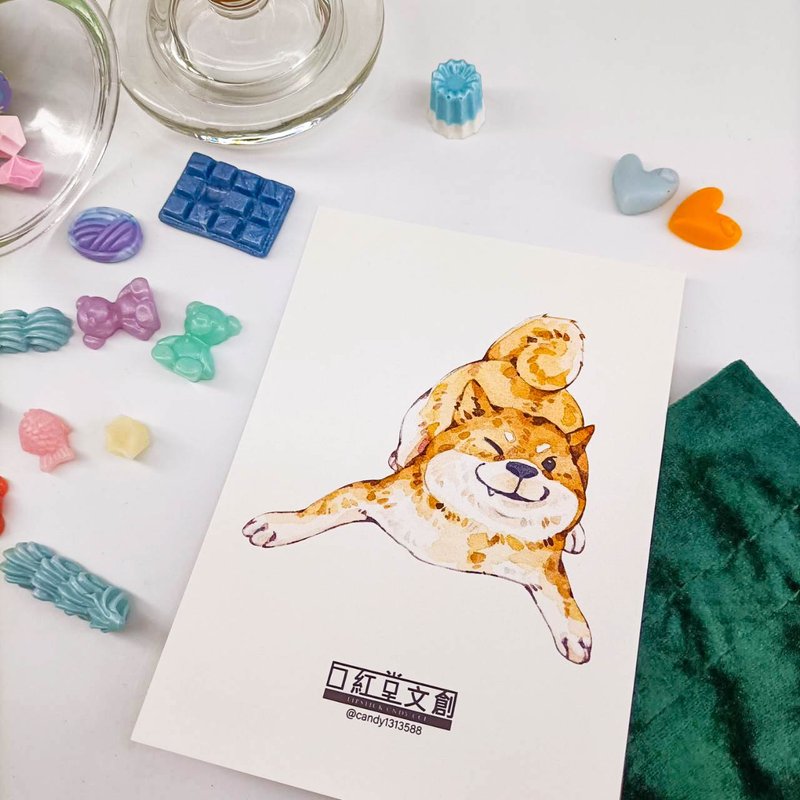 KR474_口紅堂明信片_柴犬10_candy1313588 postcard - 卡片/明信片 - 紙 多色