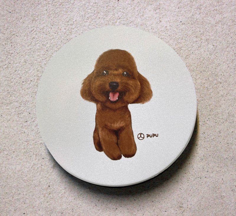 Red VIP smile-original illustration-MIT Yingge-UV direct injection-ceramic absorbent coaster Wenchuang Shiba Inu - ที่รองแก้ว - กระดาษ 