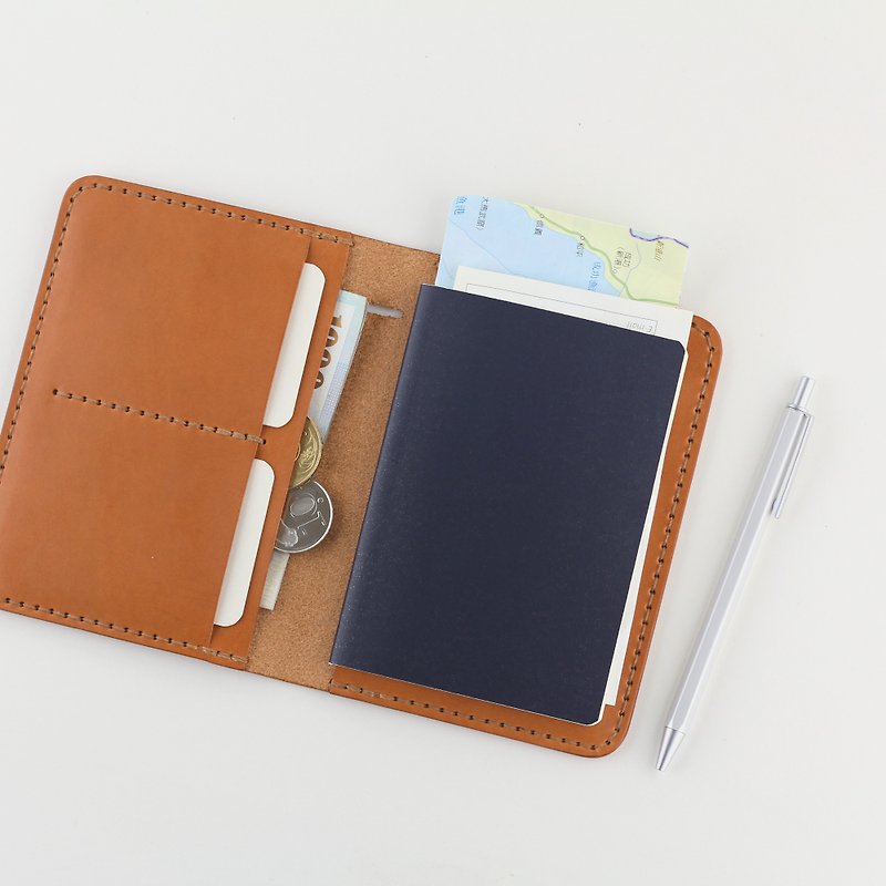 Multifunctional Passport Holder/ Passport Holder/ Notepad - Camel Yellow - Passport Holders & Cases - Genuine Leather Orange