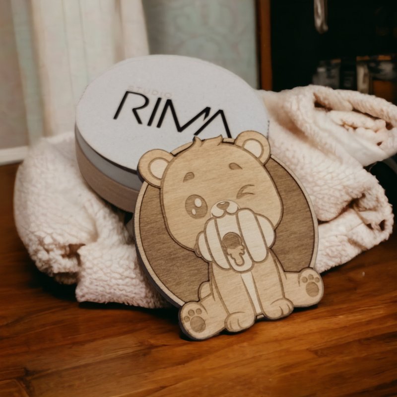 Cute Animals Wooden Coaster Set – Adorable Animal Designs - Safari Theme - 杯墊 - 木頭 