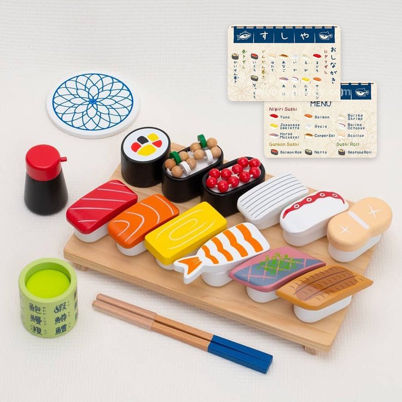 【WOODY PUDDY】豪華壽司料理套餐組 - 日本木質家家酒玩具 - 寶寶/兒童玩具/玩偶 - 木頭 多色