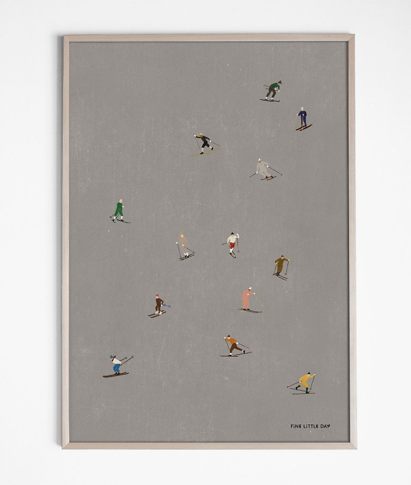 Elisabeth Dunker - 瑞典藝術家設計海報 SKIERS POSTER - 掛牆畫/海報 - 紙 灰色