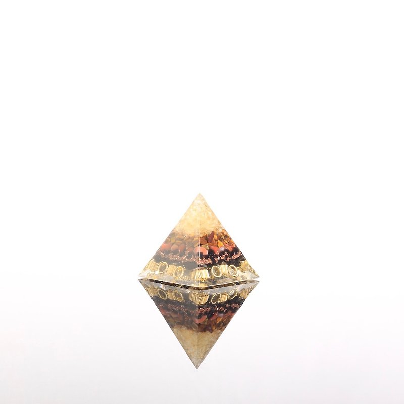 【聖誕禮盒】【客製化禮物】金色夢境-奧剛金字塔Orgonite水晶礦 - 擺飾/家飾品 - 水晶 黃色