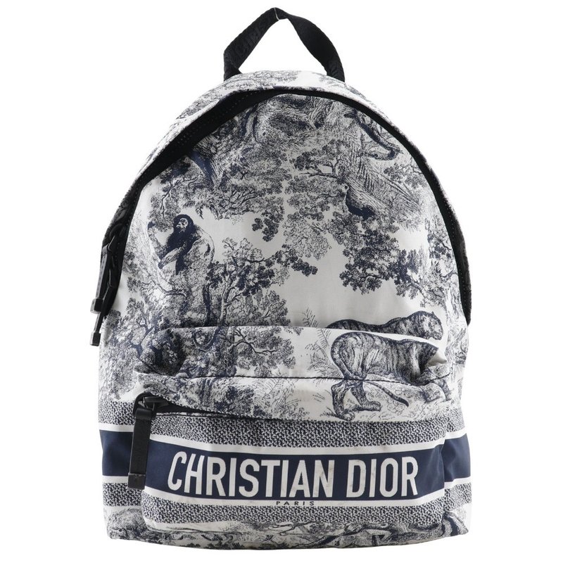 [Direct from Japan] Christian Dior Small Backpack, Toile de Jouy, M6108SNTJ, Black/White, Women's, Used - กระเป๋าเป้สะพายหลัง - ไนลอน สีดำ