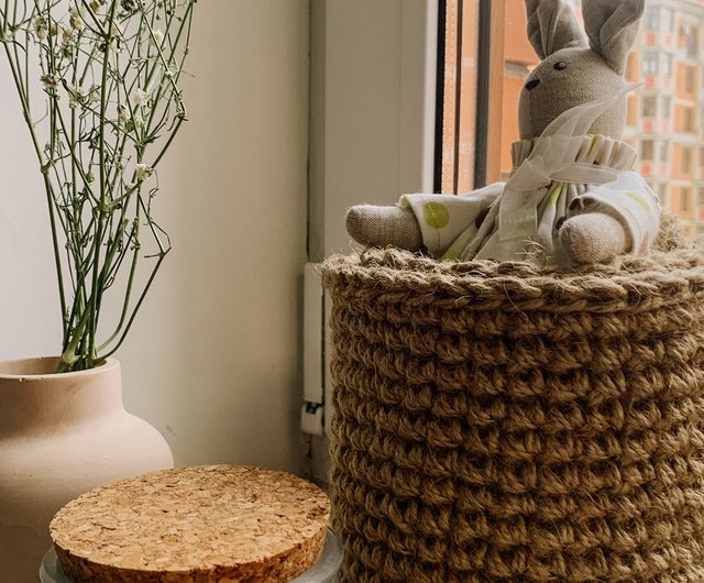 植物のためのかぎ針編みの編まれた北欧様式のバスケット - ショップ JutemDiJute 棚・バスケット - Pinkoi