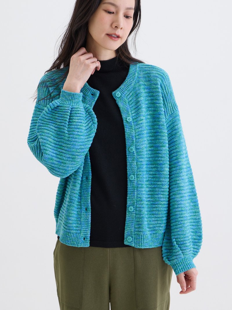 陪你散步泡芙袖針織外套(藍綠+綠組合優惠) - 女大衣/外套 - 聚酯纖維 多色