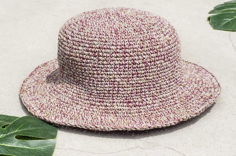 手編みのコットンリネンハットニット帽帽子麦わら帽子麦わら帽子-果物の夏のイチゴ味 - 帽子 - コットン・麻 多色