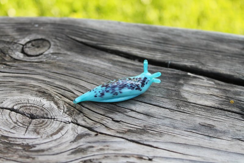 Enigmatic Glass Slug Figurine - An Enthralling Miniature Sculpture - Pottery & Glasswork - Glass Blue