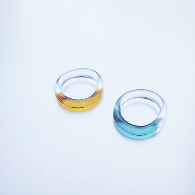 Bicolored simple Ring / AM / GR / BK - 戒指 - 玻璃 黃色