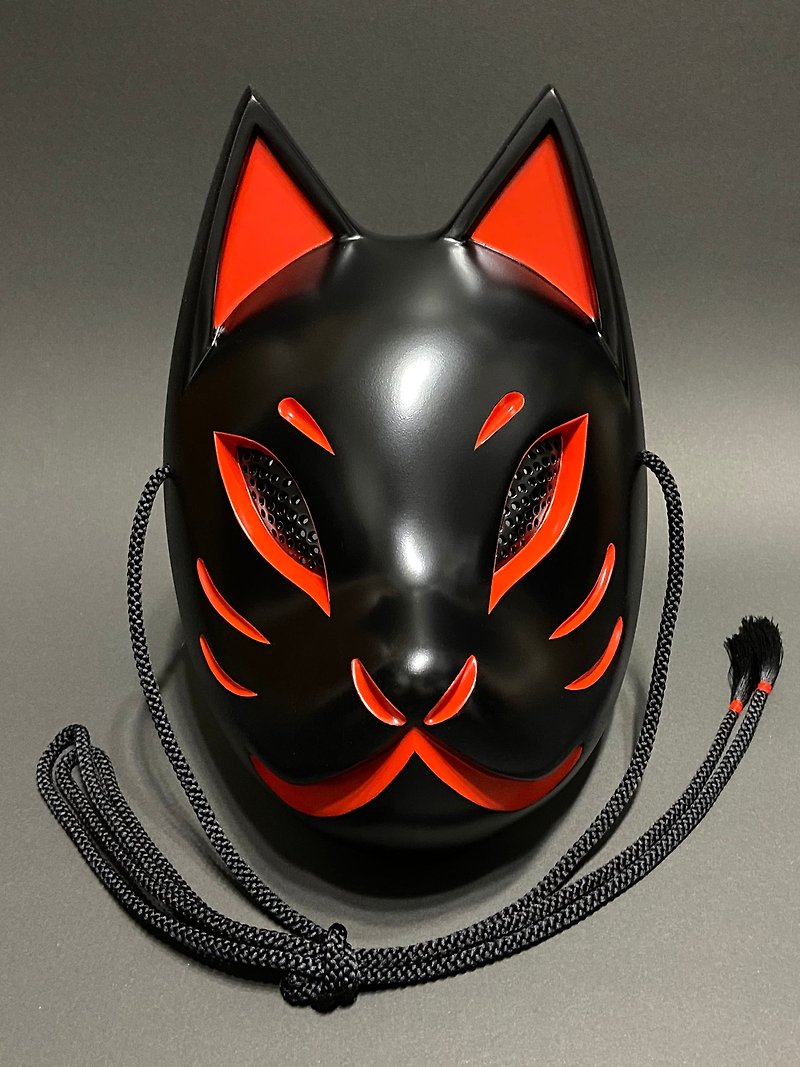 狐面 黒×赤 - 眼罩 - 塑膠 紅色
