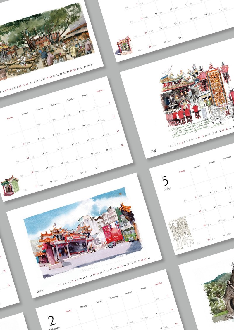 Wang Jie Holy Land Taiwan 2025 Desk Calendar - ปฏิทิน - กระดาษ สีส้ม