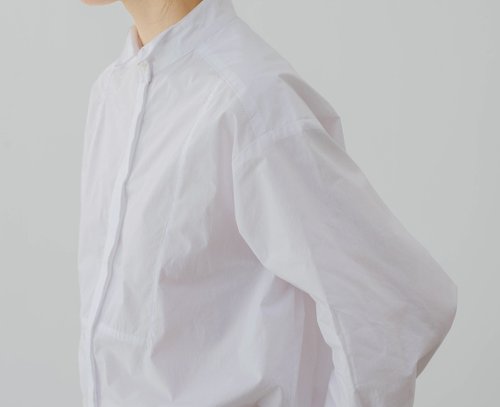 三良洋貨 法式復古 少年感 紳士少女立領白色棉質襯衫