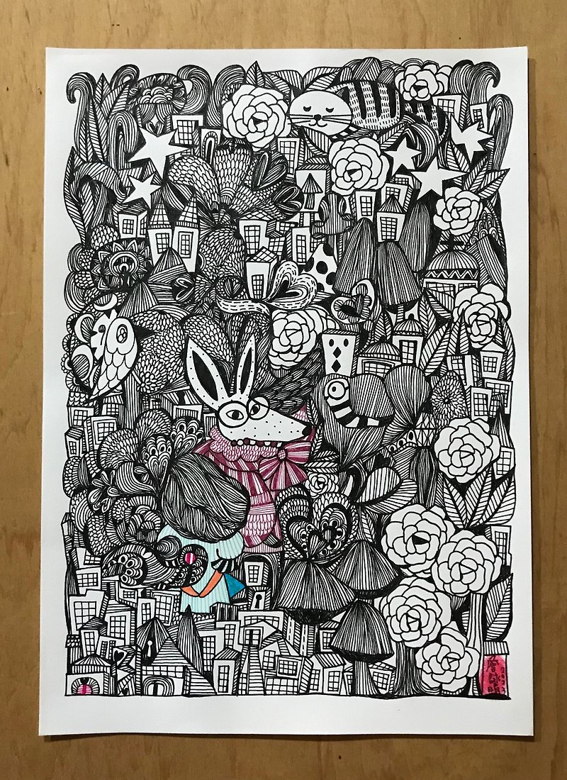 手繪原畫-兔子的愛 - 心意卡/卡片 - 紙 多色