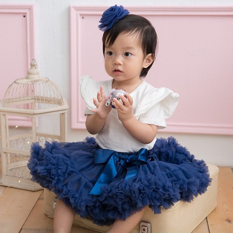 日安朵朵 女嬰童雪紡蓬蓬裙 - 海洋之心 - 童裝裙 - 尼龍 藍色