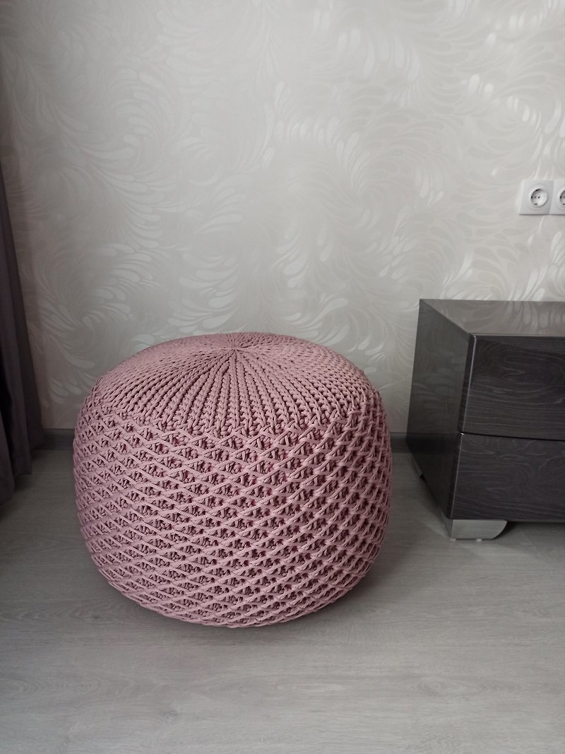 Handmade crochet pouf for cozy home - Other - Polyester Pink
