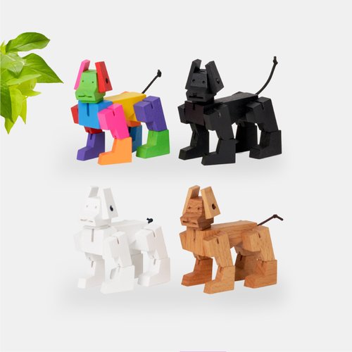 Cubebot 臺灣總代理 Milo Cubebot 酷比狗【經典小型】山毛櫸積木益智變形機器狗公仔