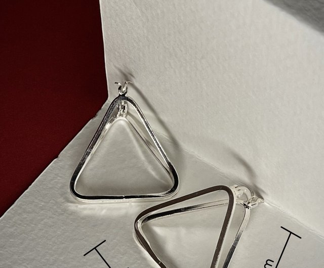 Triangular Pearl Earrings // 925 Sterling newest Silver // Hammered Silver Design