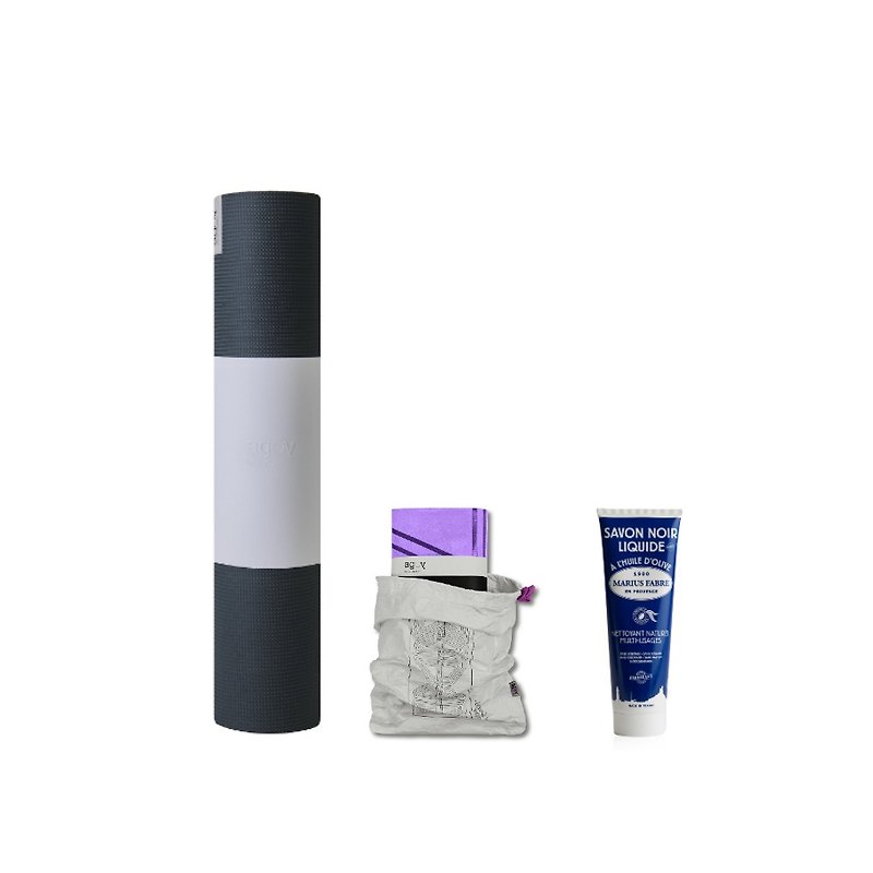 Yoga Towel Combination AI | Antibacterial Towel Taiwan Limited + Waterproof Bag + Floor Mat 5mm + Black Soap - Yoga Mats - Eco-Friendly Materials 