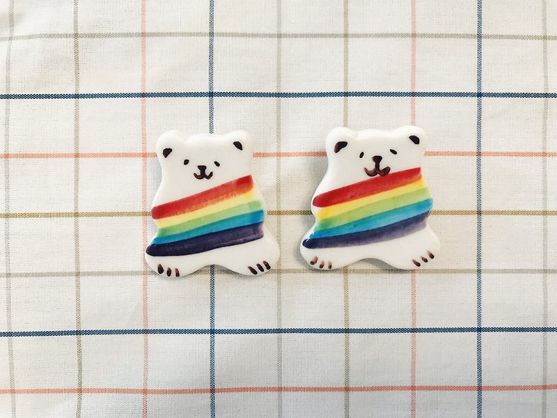 Yan Yan-Rainbow Bear Pin - Brooches - Porcelain Multicolor