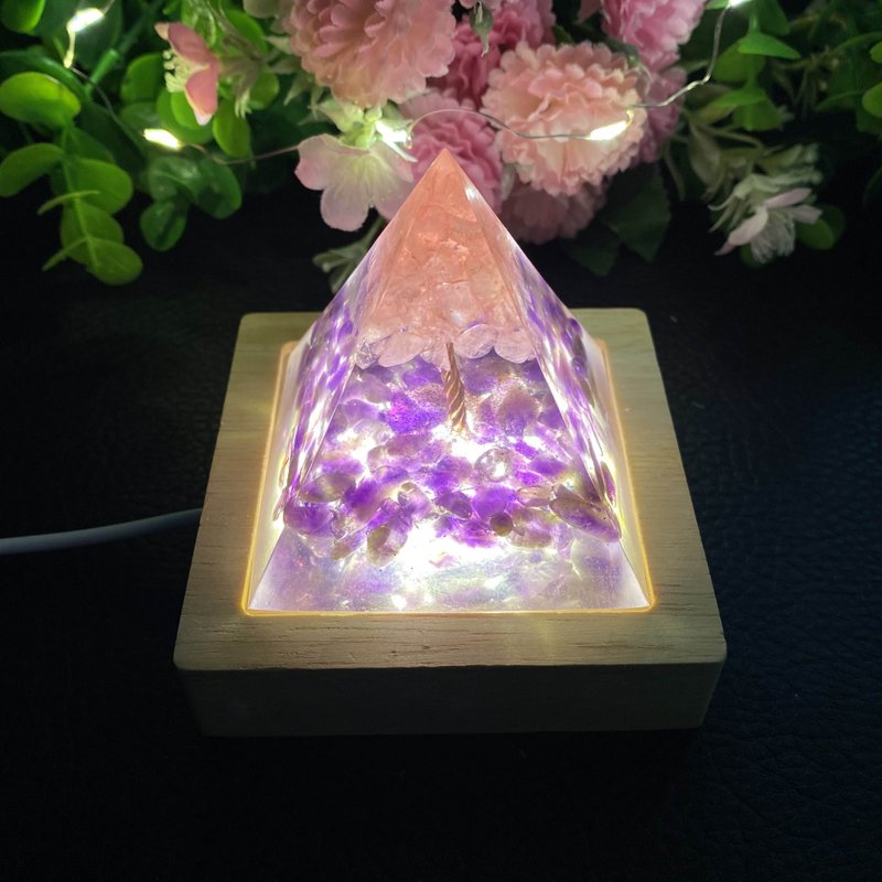 小夜燈/金字塔奧根塔Orgonite生命之樹/人緣/能量粉水晶紫水晶 - 擺飾/家飾品 - 樹脂 