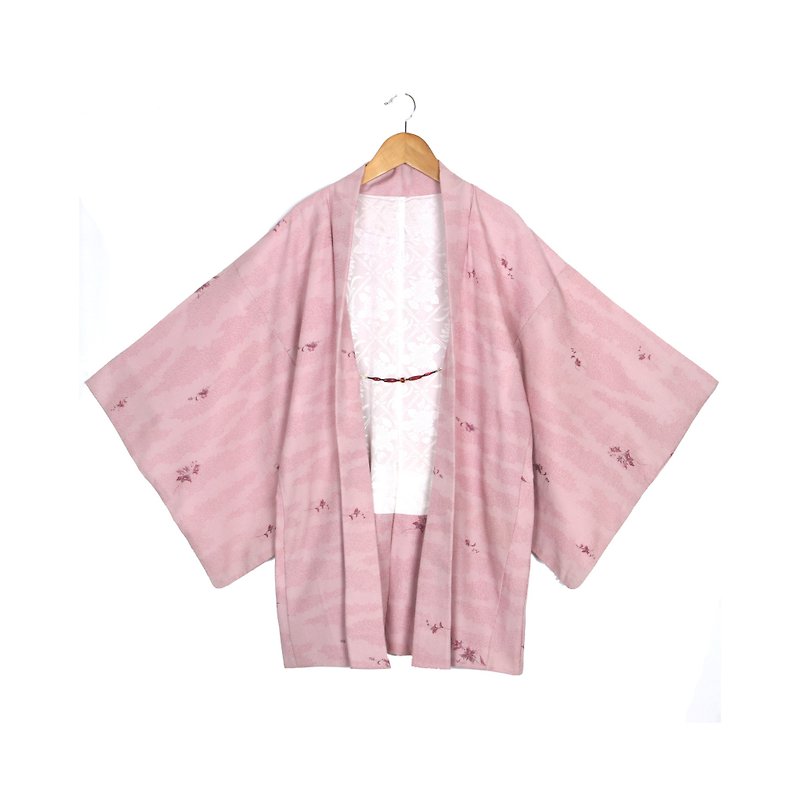 【蛋植物古着】粉色櫻雨印花古著和服羽織 - 工人褲/吊帶褲 - 聚酯纖維 粉紅色
