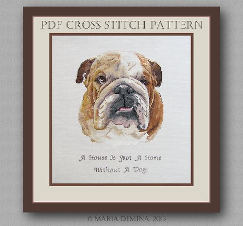 LittleRoomInTheAttic English Bulldog PDF cross stitch pattern
