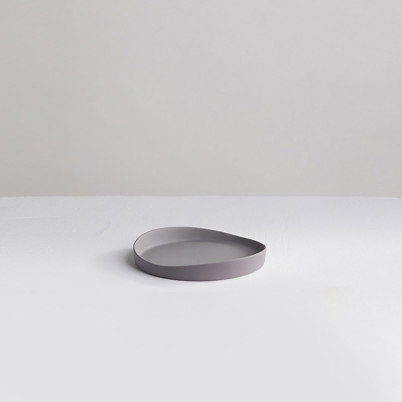 【3,co】Water Wave Series Round Tray (No. 1) - Gray - Small Plates & Saucers - Porcelain Gray