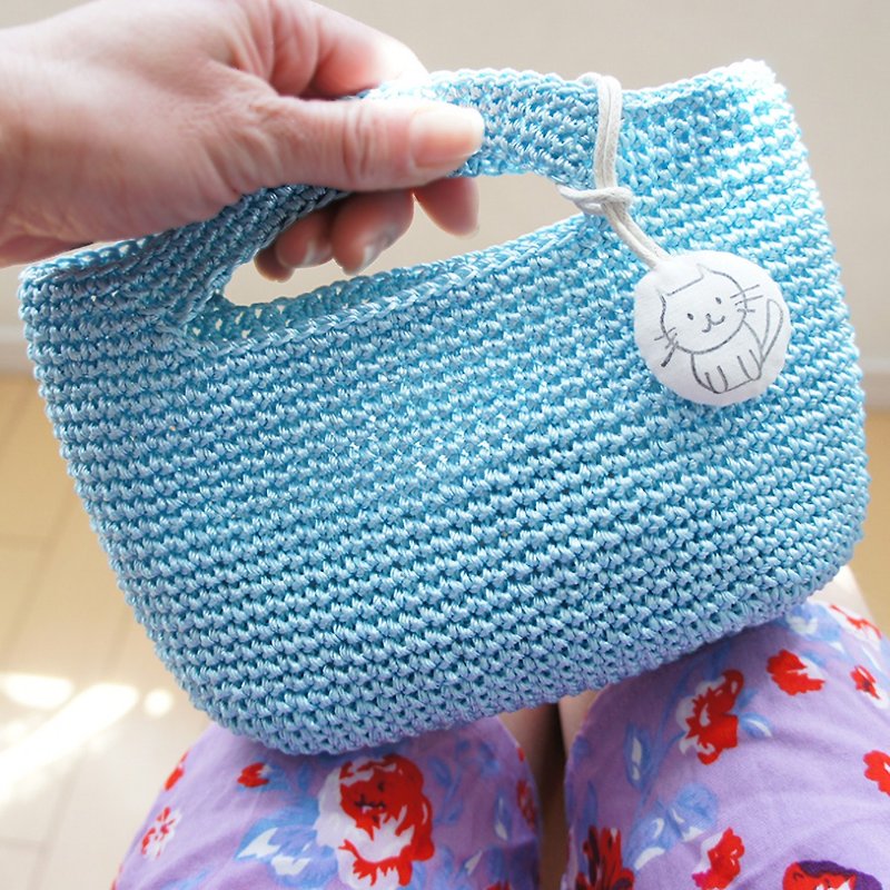 Ba-ba handmade Crochet bag  No.CSB7 - กระเป๋าถือ - วัสดุอื่นๆ สีน้ำเงิน