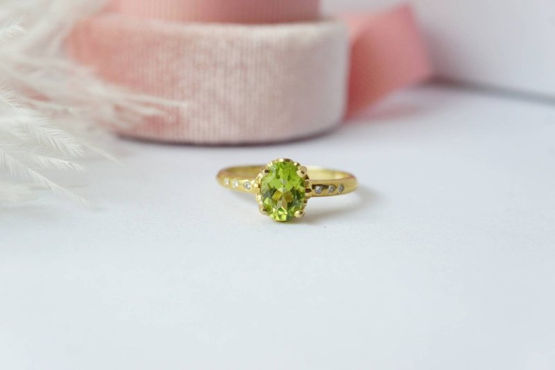 Natural Peridot Oval Ring Silver925 - 戒指 - 純銀 綠色