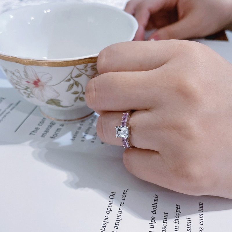 Simple square sapphire ring - แหวนทั่วไป - เครื่องประดับ 