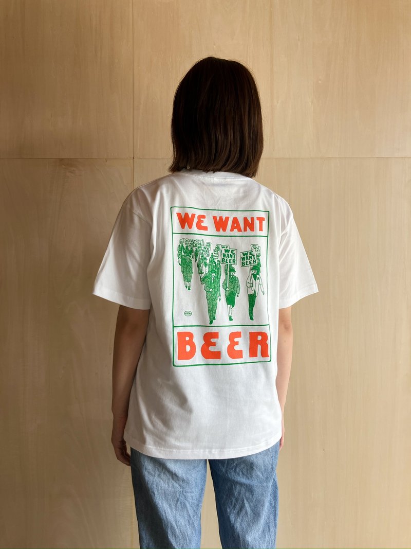予約WE WANT BEER Tシャツ白2025 - 女 T 恤 - 棉．麻 黑色