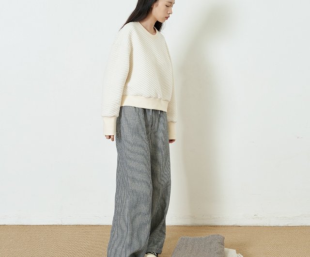 バーゲンで Random bleu ciel le Stripe Pants Knit カジュアルパンツ